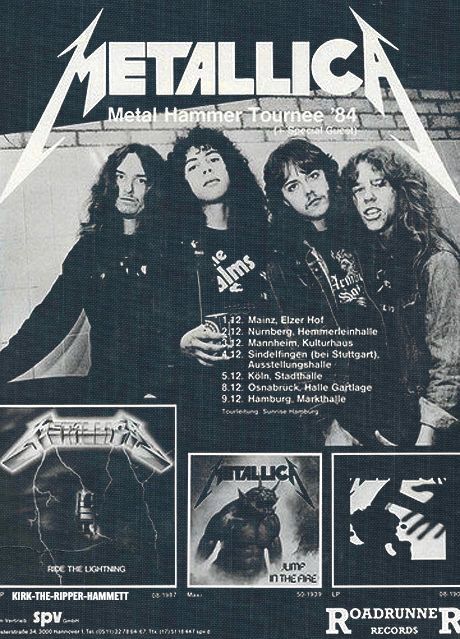 an advertisement for metallicica featuring the band