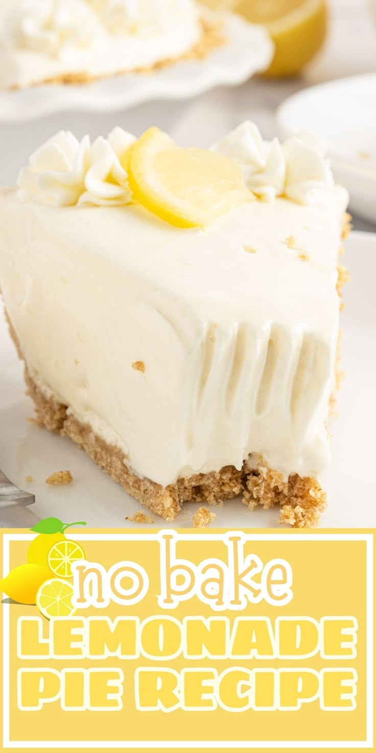 no bake lemonade pie recipe on a white plate