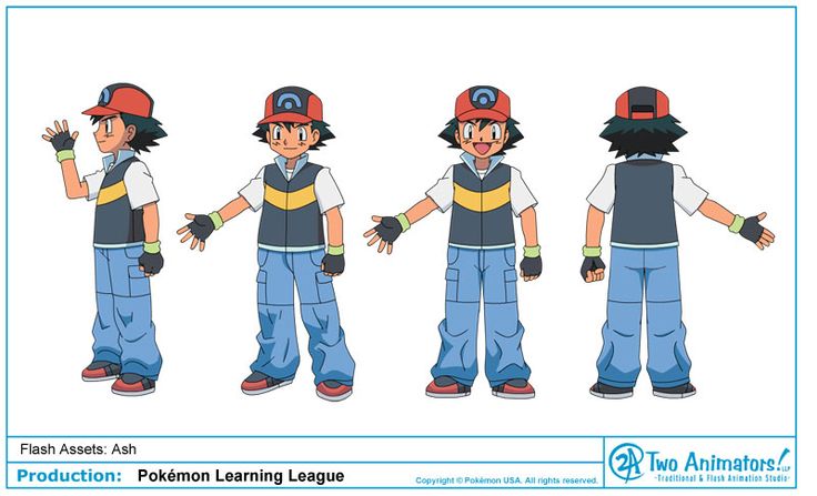 the character sheet for pokemon learning league, which includes four different poses and five different hats