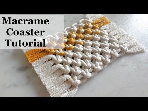 the macrame coaster is made with yarn