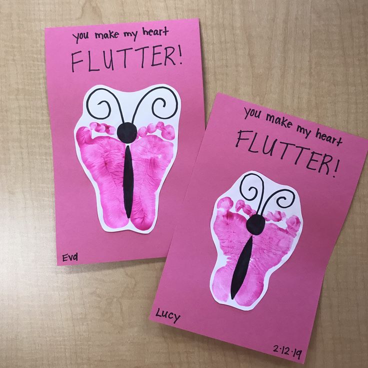 two handmade valentine's day cards with the words, you make my heart flutterer