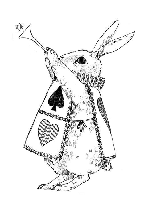 a drawing of a rabbit in a coat