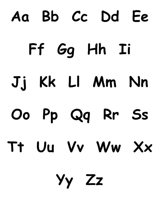 the alphabet is black and white with letters