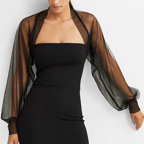 Mesh Bolero Long Puff Sleeve See Through Cover Up Shrug Tulle Bolero Bridal Organza Wedding Guest Fashion Women's Wrap Sun Protection All-Match Spring & Summer 2022 - AU $54.59 Tulle Bolero, Wedding Guest Fashion, Mesh Bolero, Tulle Fashion, Bolero Black, Bridal Bolero, Wedding Guest Style, Organza Wedding, Casual Evening