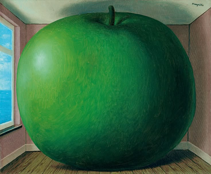 an apple sitting on top of a hard wood floor next to a window in a room