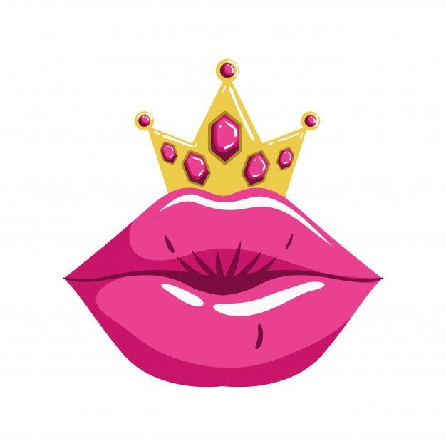 a pink lips with a crown on top