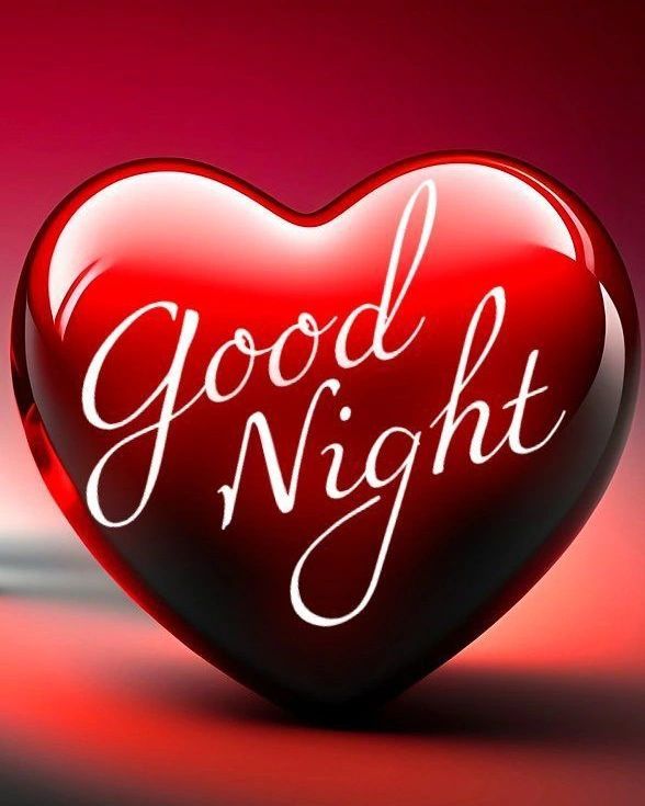 a red heart with the words good night written on it