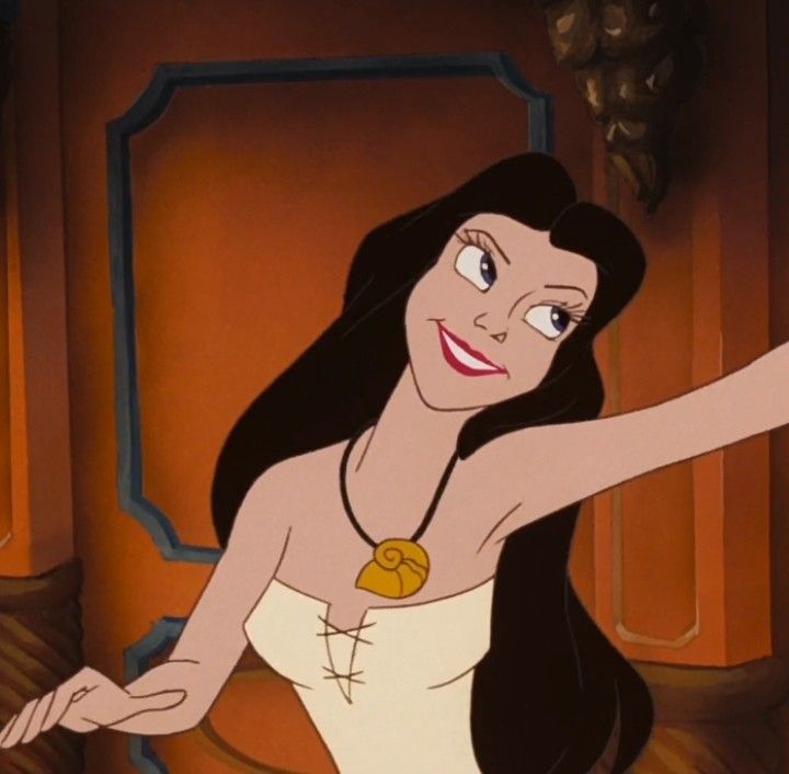 the animated character from disney's princess poca is pointing at something in front of her