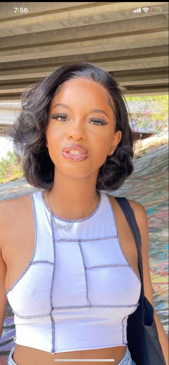 Black Woman Silk Press Bob, Short Thick Bob Haircut, Layered Short Hair Black Women, Blown Out Hair Black Women Short, Blow Out Bob Hairstyles For Black Women, Short Bob With Layers Black Women, Bob Hairstyles For Black Women Outfits, Blowdry Hairstyles Black Women 4c, Neck Length Silk Press