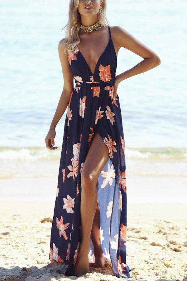 Flower Print Long Dress, Sukienki Maksi, Cami Maxi Dress, Mode Boho, Maxi Dress Navy, Backless Maxi Dresses, Maxi Robes, Floral Print Maxi Dress, Mode Inspo