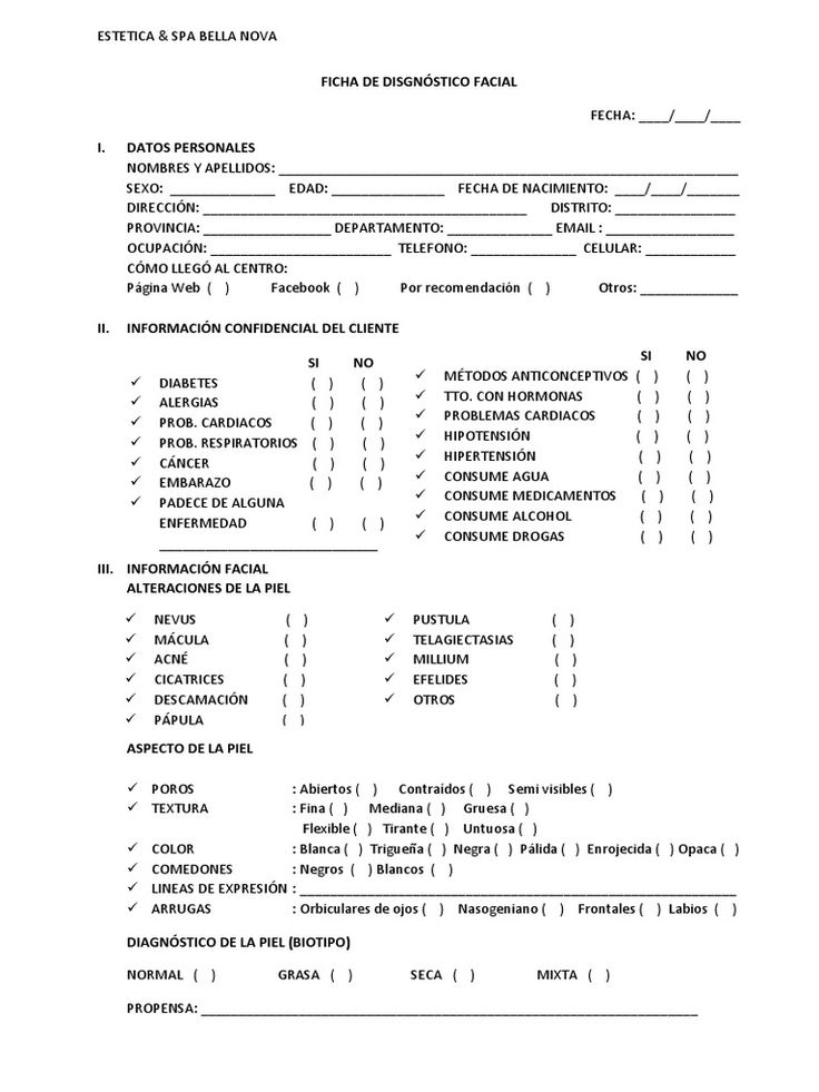 Facial Menu Of Services, Client Consultation Forms Esthetician, Beauty Consultation Form, Spa Intake Forms, Client Consultation Forms Facial, Facial Extractions, Spa Business Plan, Massage Room Design, Esthetician Inspiration