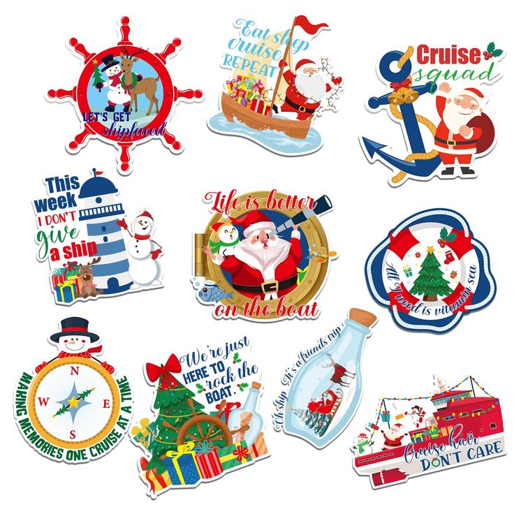 christmas stickers with santa claus and other holiday items