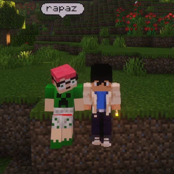 two people standing next to each other in minecraft