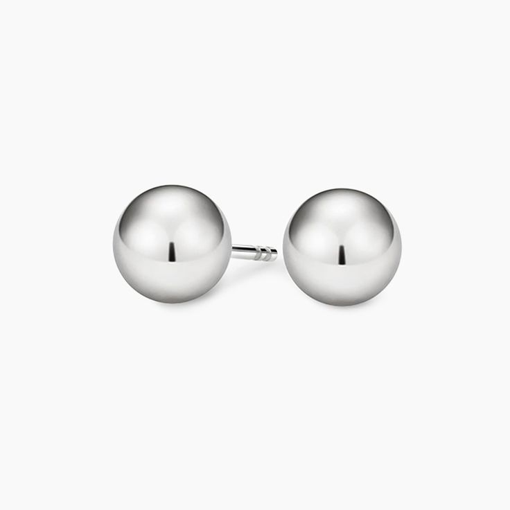 Ball Stud Ears (8mm) - Silver. These shining silver ball studs add the perfect hint of elegance to any outfit, making them the perfect everyday earrings that dress-up or dress-down. Earring Styles, Ball Stud Earrings, Brilliant Earth, Ring Sizer, Handcrafted Earrings, Everyday Earrings, Accessories Jewelry Earrings, Stud Earring, Lab Diamonds