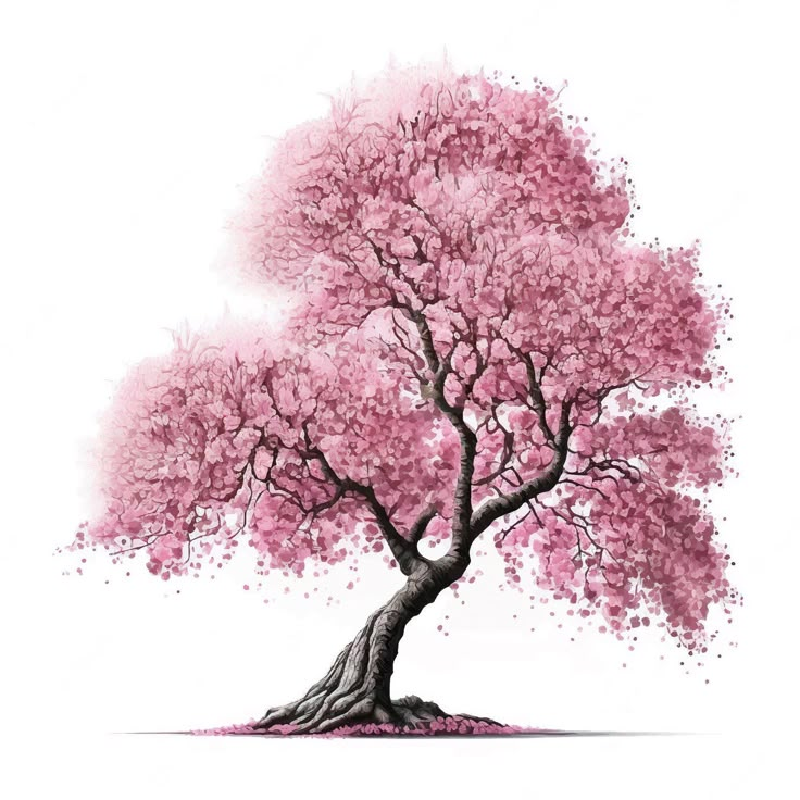 a pink tree with lots of leaves on it