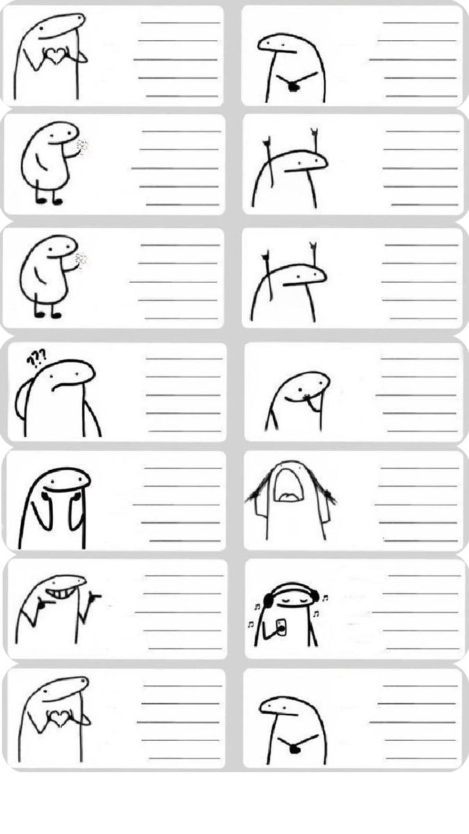 an image of cartoon faces with different expressions on the face and neck, all drawn by hand