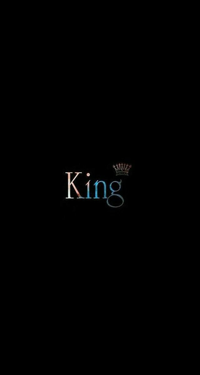 the word king with a crown on it's head in front of a black background