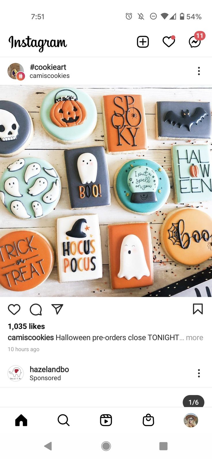 an instagram page with halloween cookies on it