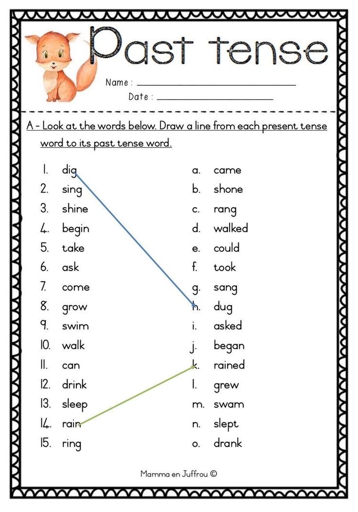 a worksheet with words and pictures to describe the word tenses in english