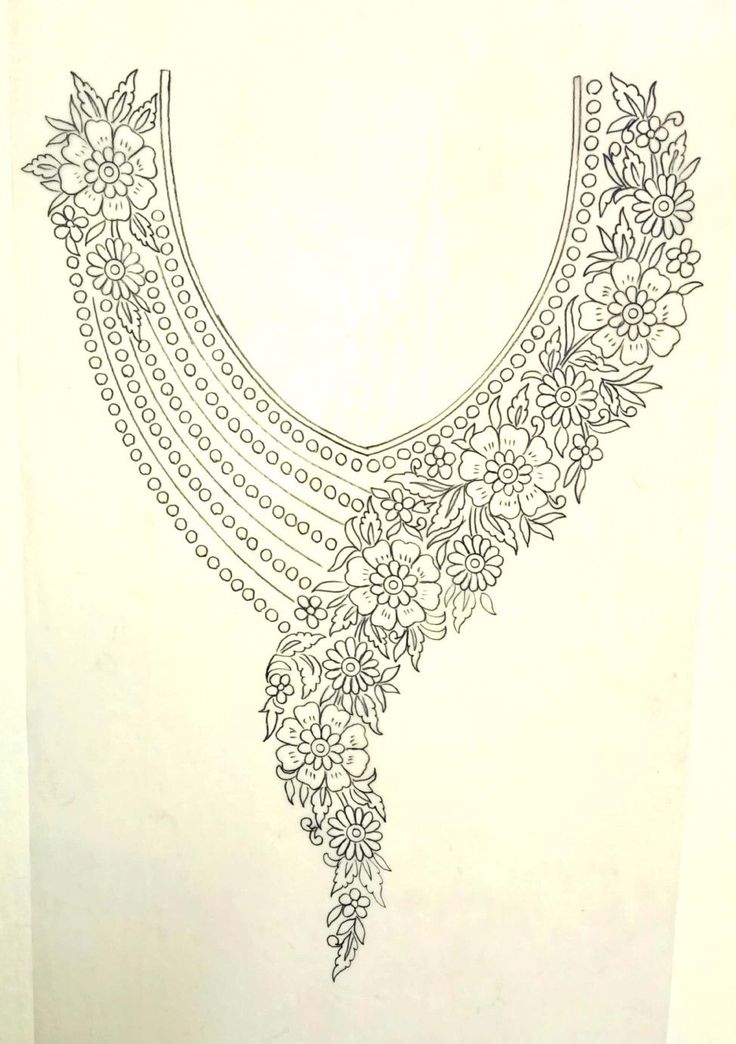 a drawing of a necklace with flowers on it