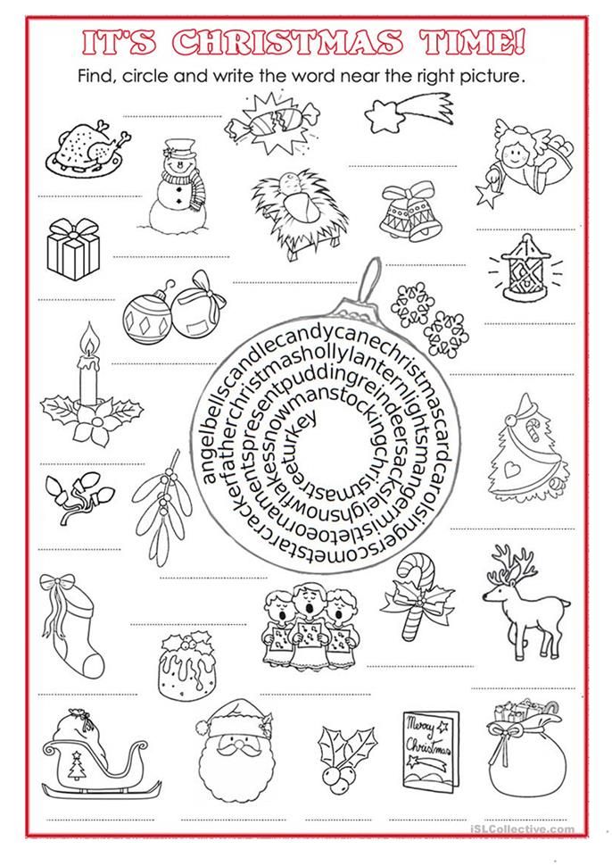 christmas is coming worksheet with pictures and words to help students practice their writing skills