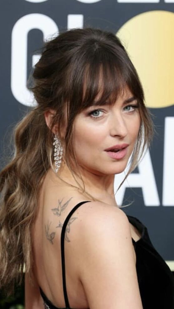 Wedding Hairstyles Fringe, Evening Hair With Bangs, Deep Bangs Long Hair, Formal Hair With Fringe, Formal Fringe Hairstyles, Bridal Hair Fringe, Hairstyles With Bangs For Wedding, Homecoming Hairstyles With Bangs, Old Hollywood Hairstyles With Bangs