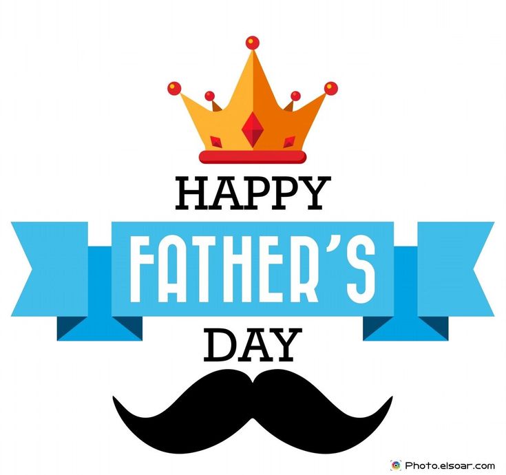 a happy father's day card with a mustache and a crown