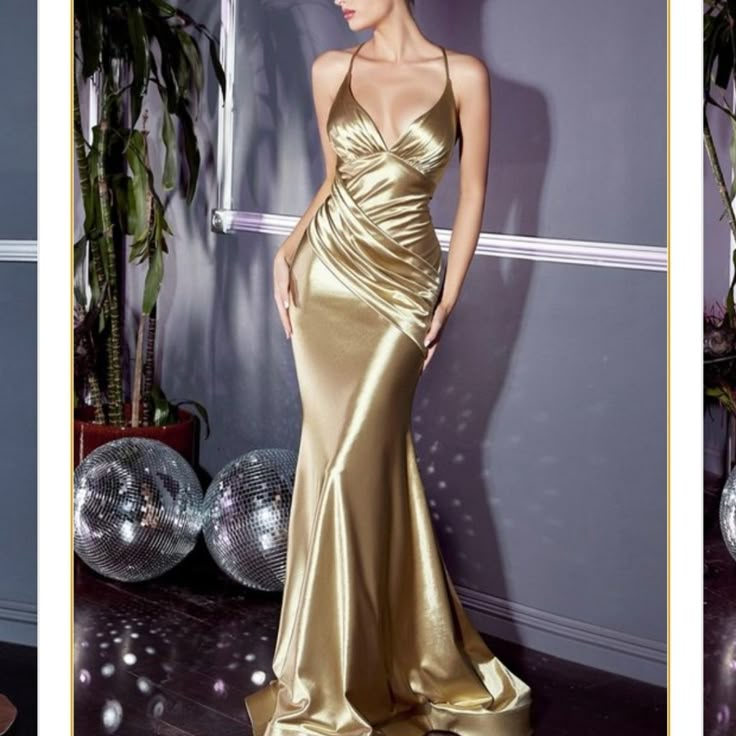 This Beautiful Floor Length Fitted Stretch Satin Sheath Evening Gown For Your Next Formal Event. This Long Sleeveless Wide Strap Formal Dress In Red Features A Gathered Waistband, Ruched Deep Sweetheart Neckline And Open Criss-Cross Back Color:Gold Satin Mermaid Dress, Mermaid Long Bridesmaid Dresses, Satin Evening Gown, Cinderella Divine, Dresses Australia, 파티 드레스, Evening Gowns Elegant, فستان سهرة, Dresses Elegant