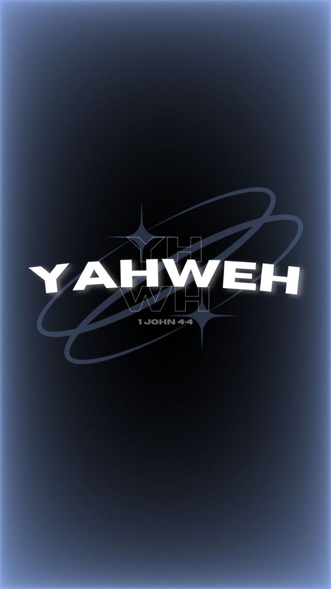 the yahweh logo is shown on a black background with blue and white lines