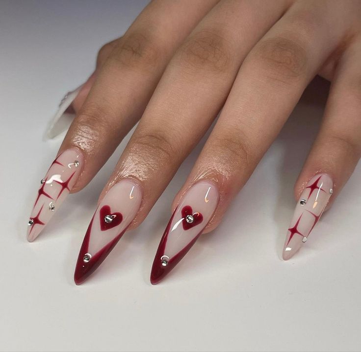 Easy Nail Designs For Beginners, Nail Art Designs Valentines, Nail Art Designs Valentines Day, Nail Designs For Beginners, Easy Nail Designs, Quartz Nails, Easy Nail Art Designs, Edgy Nails, Goth Nails