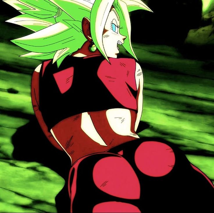 an anime character with green hair sitting on the ground in front of some rocks and grass