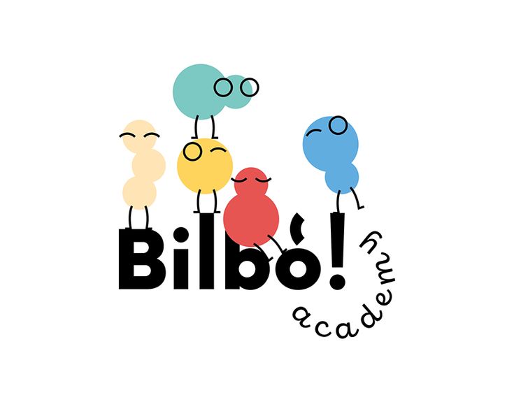 the words bilbo are written in black and white with colorful birds on it