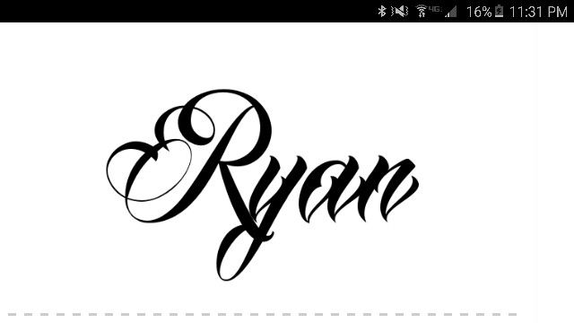 the word ryan written in black ink