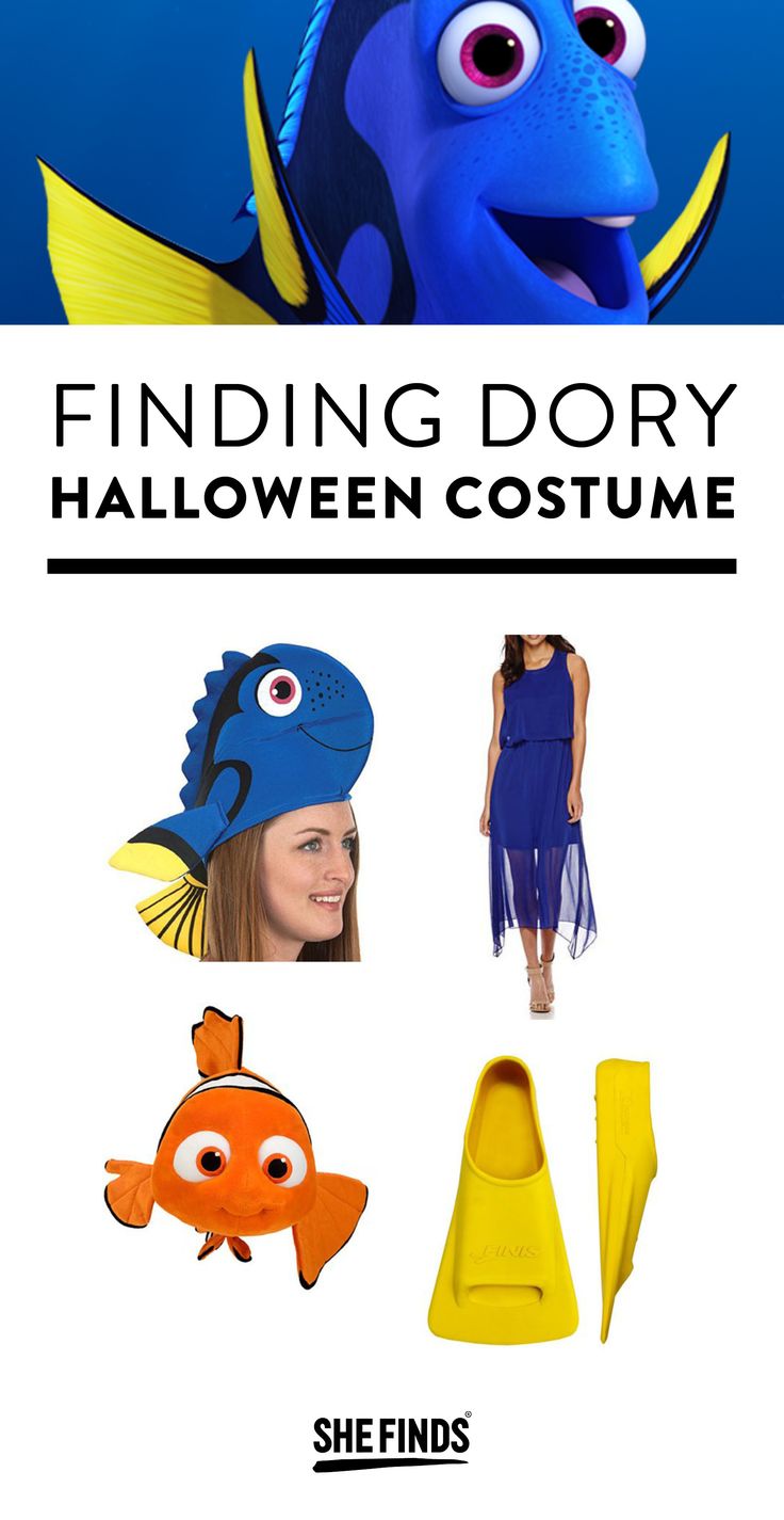 finding dory halloween costume for kids with the words finding dory in front of it