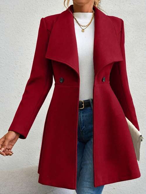 Elegant Coats, Longline Coat, Women Coat, Women Overcoat, Long Sleeves Coats, Red Coat, Outerwear Women, Plus Clothing, Outerwear Jackets