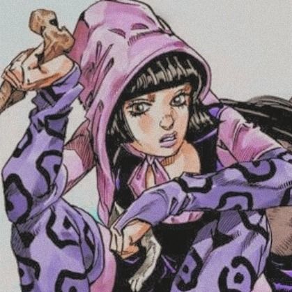 a drawing of a woman in purple clothes holding a baseball bat and looking at the camera