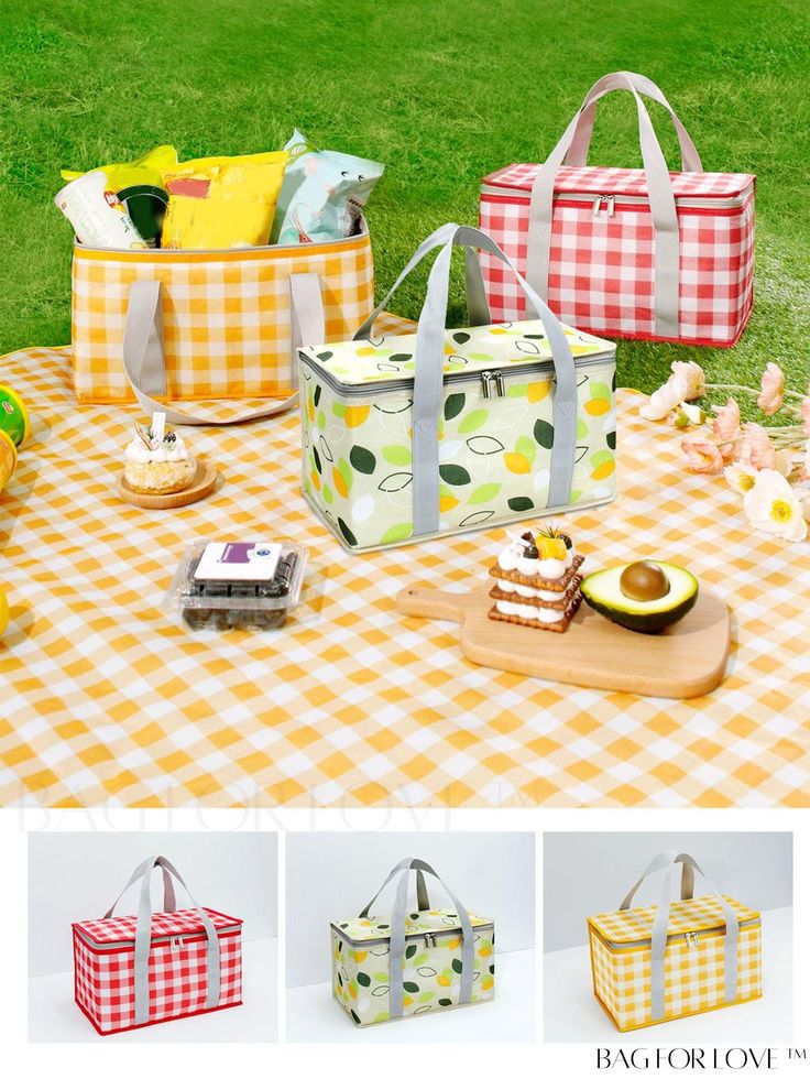 BagForLove - Outdoor Picnic Bag with Stylish Color-Contrasting Design Red Spring Picnic Bag, Spring Picnic Shoulder Bag With Large Capacity, Red Summer Picnic Bag, Large Capacity Bags For Spring Picnic, Rectangular Lunch Bag For Summer Outdoor, Rectangular Summer Outdoor Lunch Bag, Rectangular Bags For Picnic In Spring, White Large Capacity Bag For Picnic, Trendy Rectangular Picnic Bag