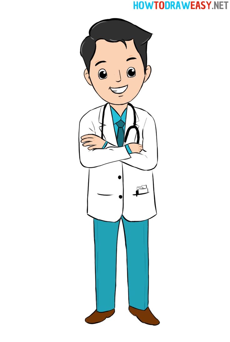 a cartoon doctor is standing with his arms crossed