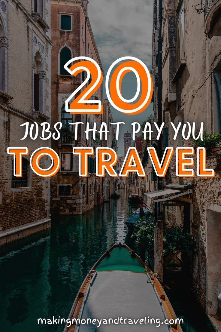 a boat traveling down a canal with the words 20 jobs that pay you to travel