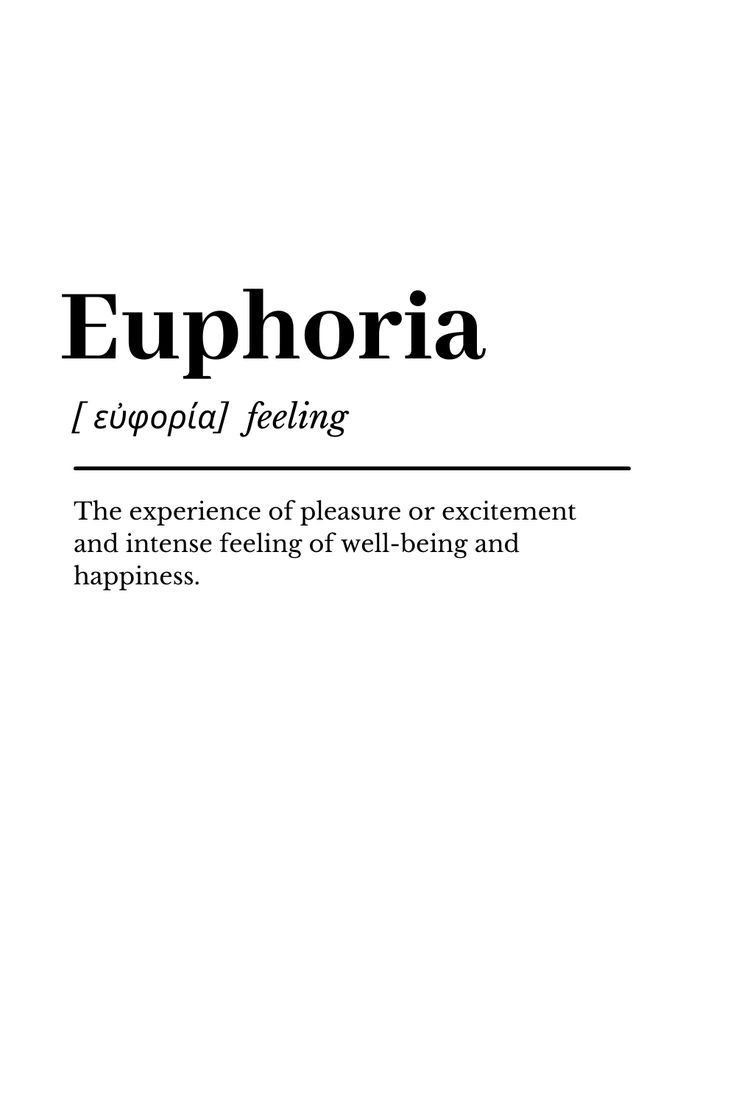 euphora is an important feeling the experience of pleasure or excitement and purpose to words that are not happiness