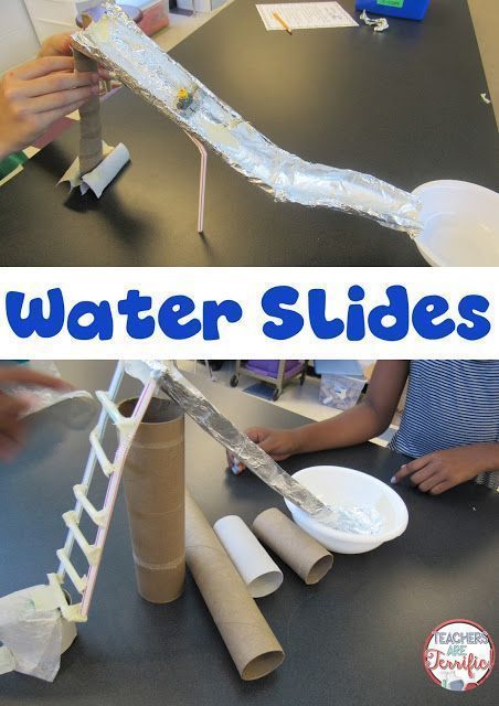 kids are making water slides out of toilet paper and cardboard tubes, while another kid is working on construction