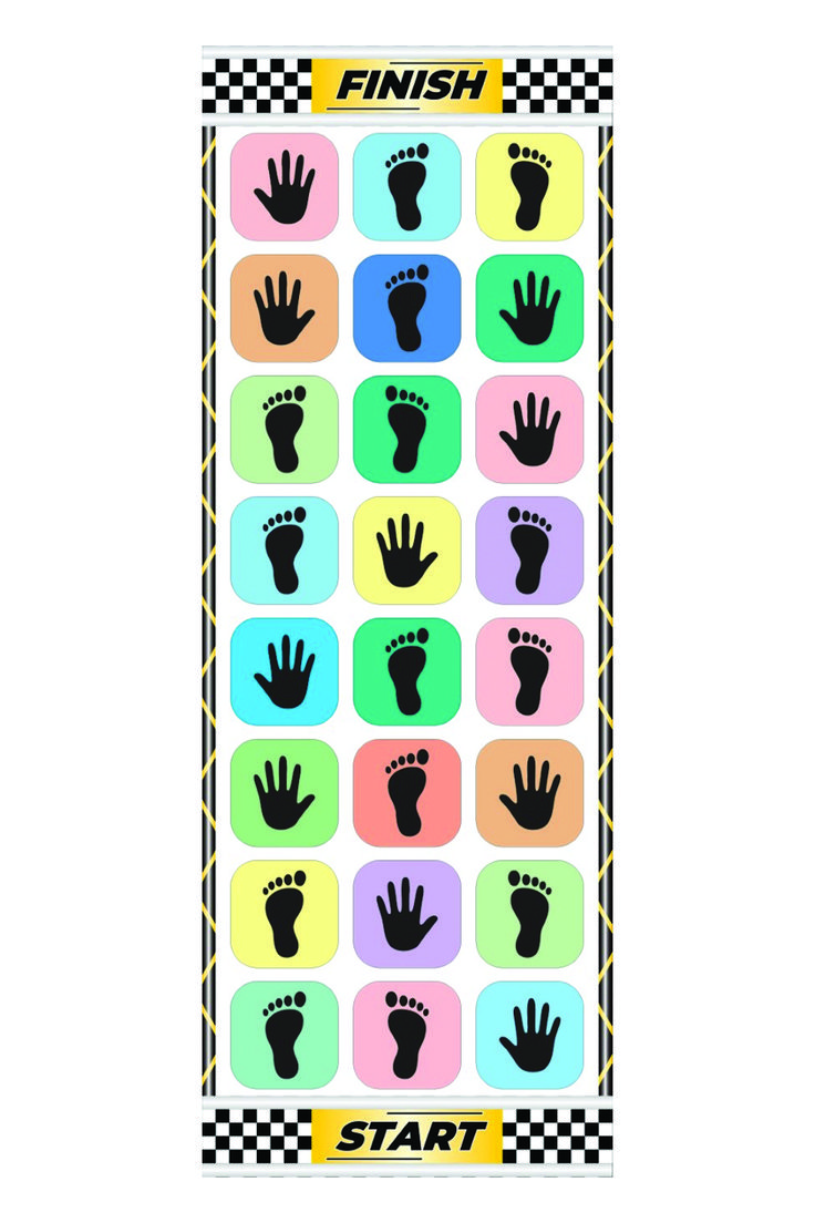 a sticker sheet with different hand prints on it and the words finish written in black