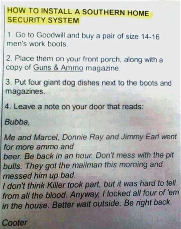 the instructions for how to install a southern home security system