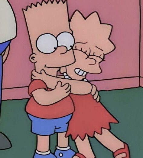 the simpsons character is hugging his friend