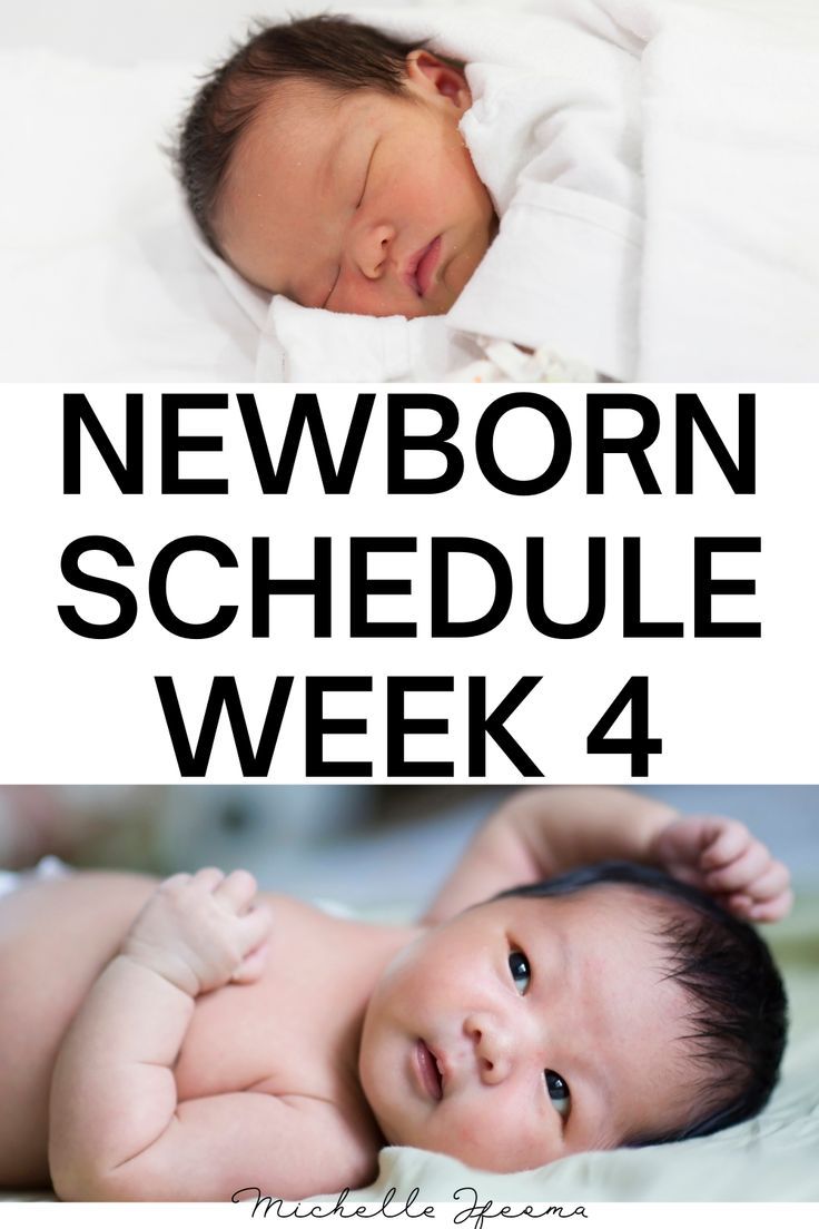 the newborn baby is sleeping on his back and it's next to the new born schedule