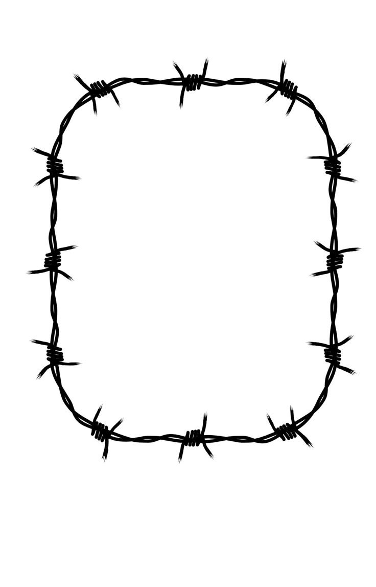 a frame made up of barbed wire