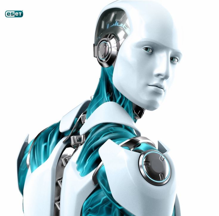 a robot with headphones on is looking at the camera