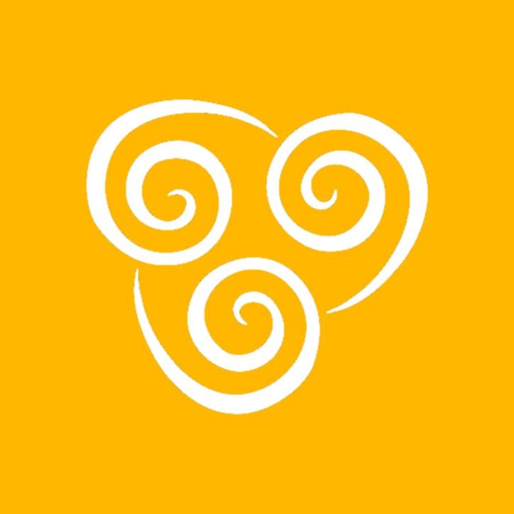 two spirals are in the middle of a yellow background, with white swirls on it