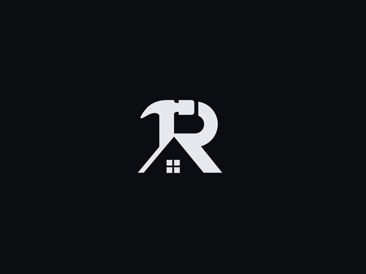 the letter r is made up of letters that are black and white, with a house in