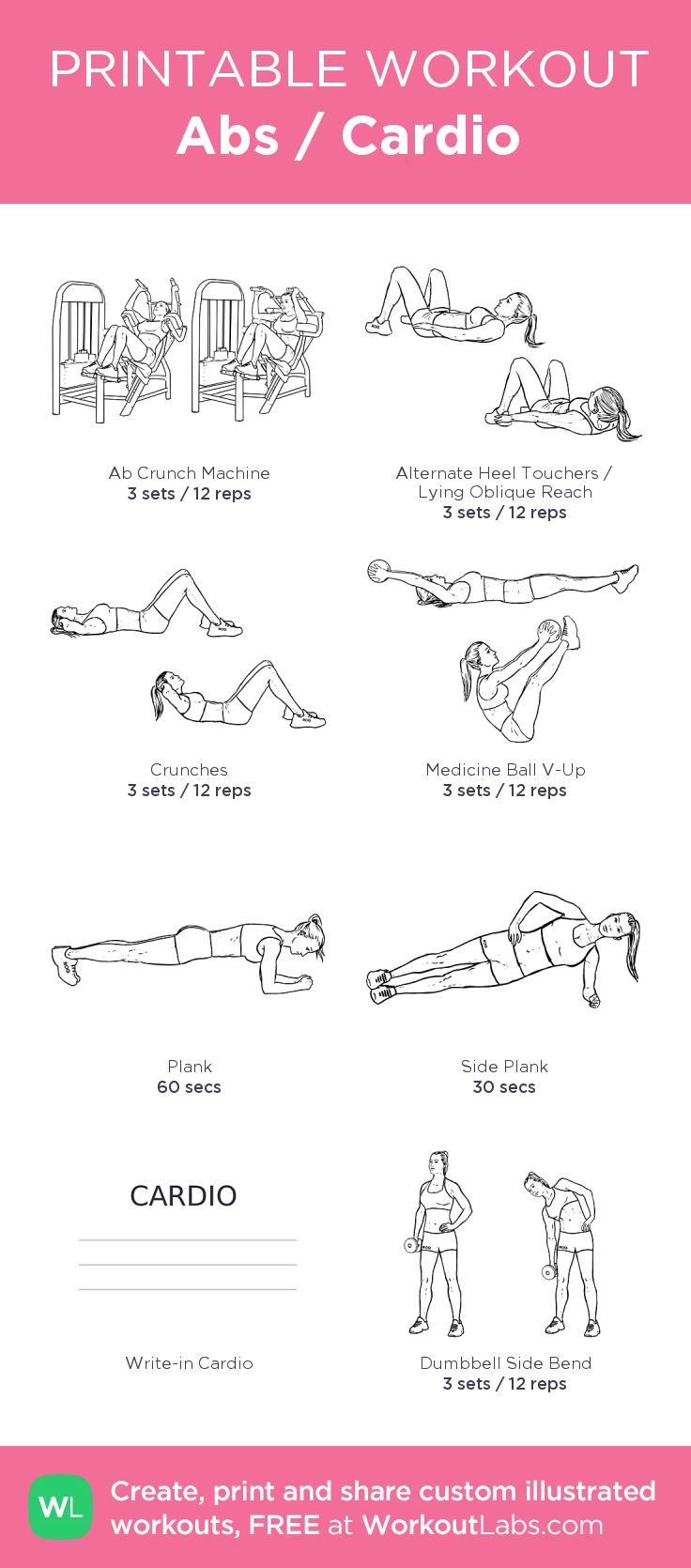 the printable workout guide for abs / cardio